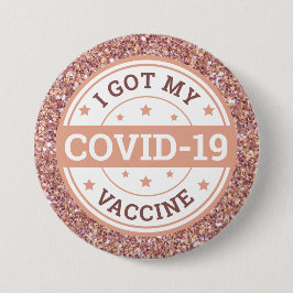 COVID-19ワクチン接種済み ローズゴールド 缶バッジ