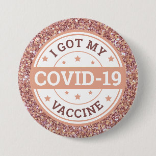 COVID-19ワクチン接種済み ローズゴールド 缶バッジ