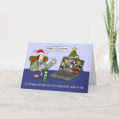 Covid 19仮想クリスマスパーティー漫画ユーモア カード (正面)
