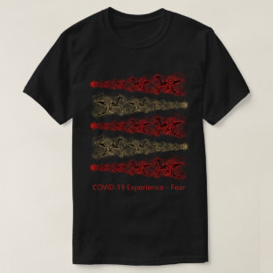 COVID-19体験、恐怖、ウイルス、赤と金ゴールド Tシャツ