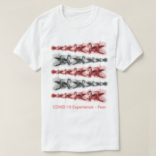COVID-19体験,恐怖,ウイルス,赤と黒 Tシャツ
