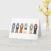 Covid 19猫が顔マスクを着て カード (黄色い花)