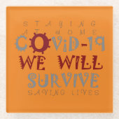 COVID-19生き延び – 強さと回復力 ガラスコースター (正面)