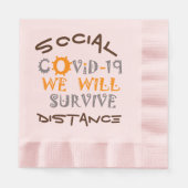 COVID-19生き延び – 強さと回復力 縁ありランチョンナプキン (正面)