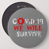 COVID-19生き延び – 強さと回復力 缶バッジ (正面&裏面)