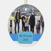 covid-19私たちの最初のパンデミックなクリスマスフォトメモリ セラミックオーナメント (左)