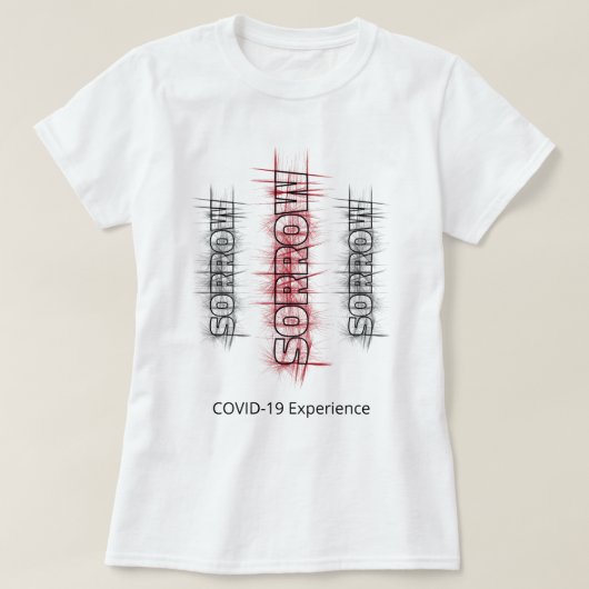 COVID-19経験,悲しみブラックレッドウイルスカスタム Tシャツ (デザイン正面)