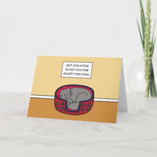 Covid 19自己隔離の漫画の猫の眠り カード (正面)