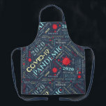 Covid-19 文字デザイン Color1 ID742 エプロン<br><div class="desc">Covid-19文字デザインによって生み出された巨大な課題に世界中が直面している歴史的な時間についてシームレス。このエプロンデザインは、選択した背景色のウイルスグラフィックと文字のコラージュを含む。ID742を検索して、このパターンを持つ他の色の選択肢と製品を表示する。</div>