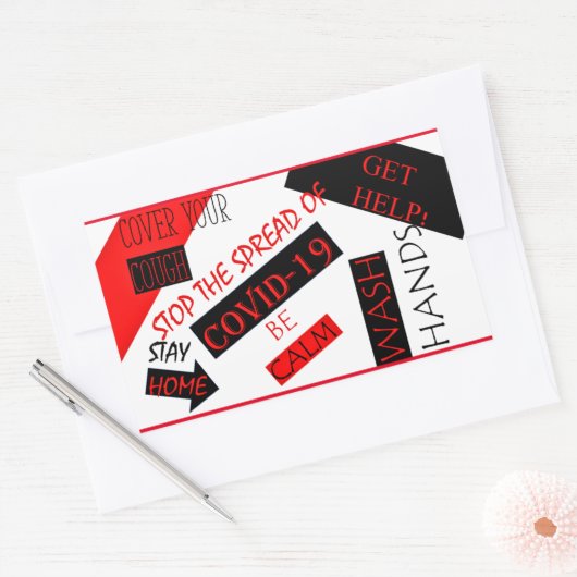 COVID-19 長方形シール (封筒)