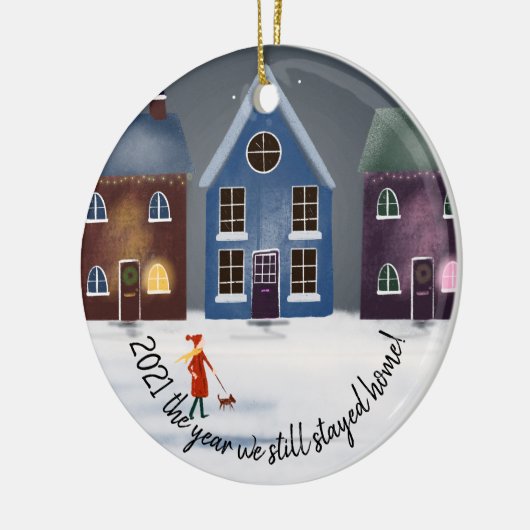 covid-19 202私たちはまだ家の家族を滞在した年 セラミックオーナメント (左)