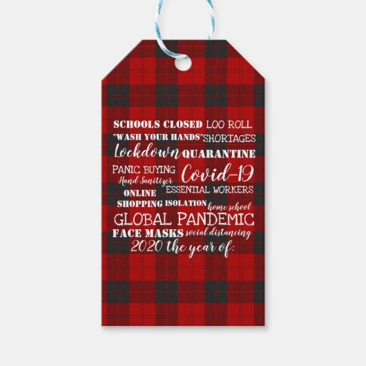 covid-19 2020ロックダウン顔マスクの年 ギフトタグ (正面)