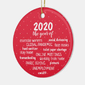 COVID 19 2020赤いスノーフレークのドット セラミックオーナメント (左)