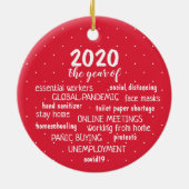 COVID 19 2020赤いスノーフレークのドット セラミックオーナメント (裏面)
