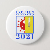 Covid-19 2021の予防接種を受けた 缶バッジ (正面)