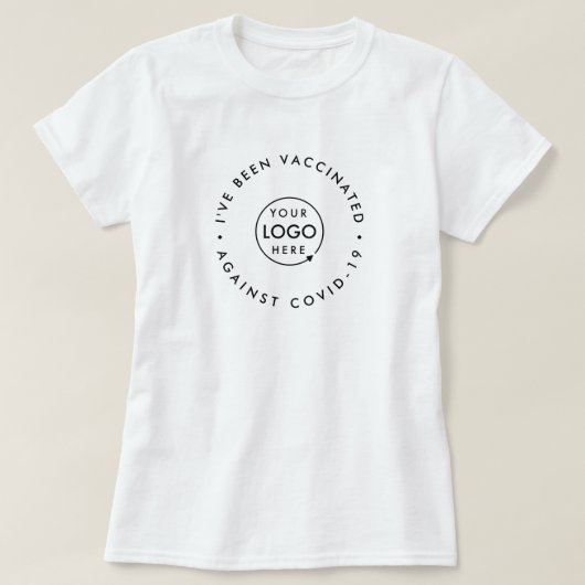 Covid-19 Business Logo Staffの予防接種を受けた Tシャツ (デザイン正面)