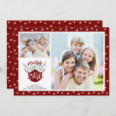 COVID-19 ChristMASKメリー Fairy Lights 2フォトレッド シーズンカード (正面/裏面)