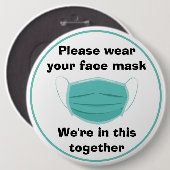 Covid-19 colossal badgeお願い衣服顔マスク 缶バッジ (正面&裏面)