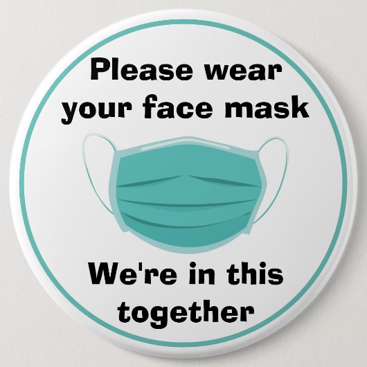 Covid-19 colossal badgeお願い衣服顔マスク 缶バッジ (正面)