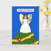 Covid 19 Happy Christmas Angel in a Facemask カード (黄色い花)