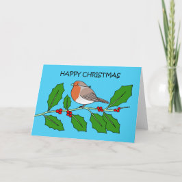 Covid 19 Happy Christmas Robin in a Facemask カード