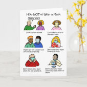 Covid 19 How NOT TO衣服A Mask Cartoon カード (黄色い花)