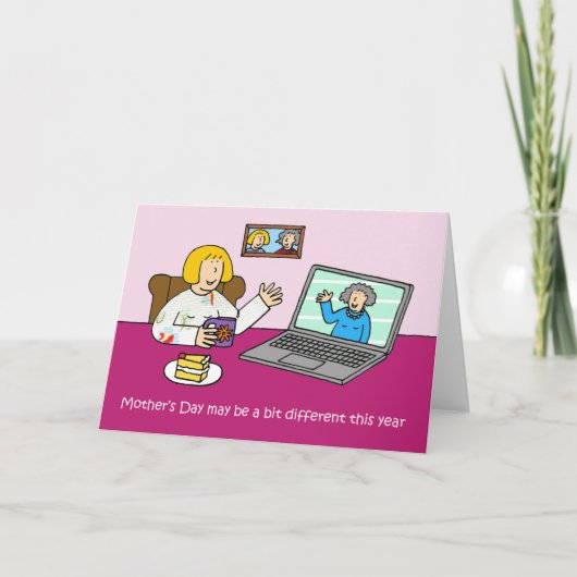 Covid 19 Online Mother's Day Cartoon カード (正面)