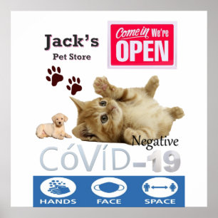 Covid 19 Pet Store Open Signポスターマット ポスター