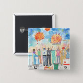 Covid-19 Pinの必要な労働者に対する感謝 缶バッジ (正面&裏面)