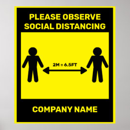 COVID 19 Social Distancing Poster Own Company Name ポスター