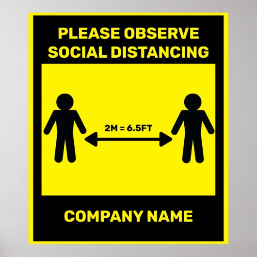 COVID 19 Social Distancing Poster Own Company Name ポスター (正面)