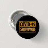 COVID-19 SURVIVER – 励まし – ブラックメタルサイン 缶バッジ (正面&裏面)