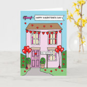 Covid 19 Valentine's Day Self-Isolating Cartoon カード (黄色い花)