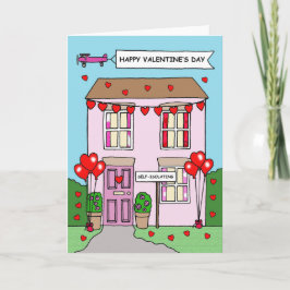 Covid 19 Valentine's Day Self-Isolating Cartoon カード