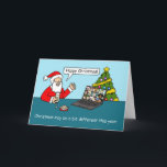 Covid 19 Virtual Christmas with Santa カード<br><div class="desc">バーチャルミーティングとことわざ「Happy Christmas!」を持つラップトップ上の父のクリスマスの漫画。</div>