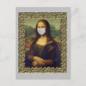 Covid 2020の顔マスクにフレームMona Lisa ポストカード (正面)