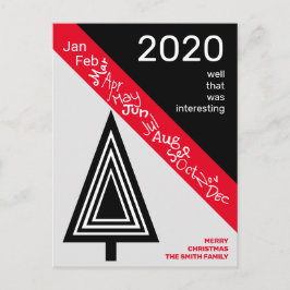 Covid 2020白黒赤間抜けおもしろいクリスマス ポストカード