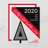 Covid 2020白黒赤間抜けおもしろいクリスマス ポストカード (正面/裏面)