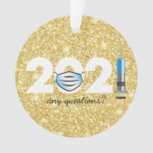 Covid 2021マスク金ゴールドグリッタークリスマスオーナメント オーナメント (正面)