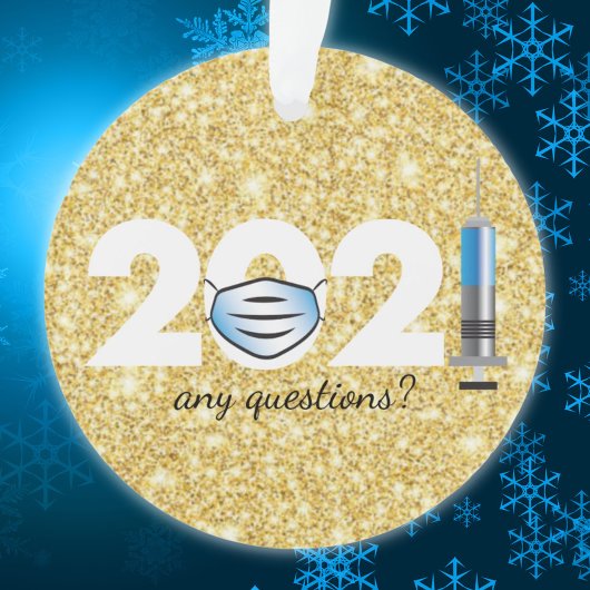 Covid 2021マスク金ゴールドグリッタークリスマスオーナメント オーナメント