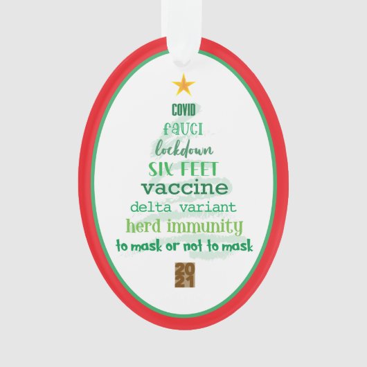 Covid 2021記念赤緑のクリスマス装飾 オーナメント (正面)