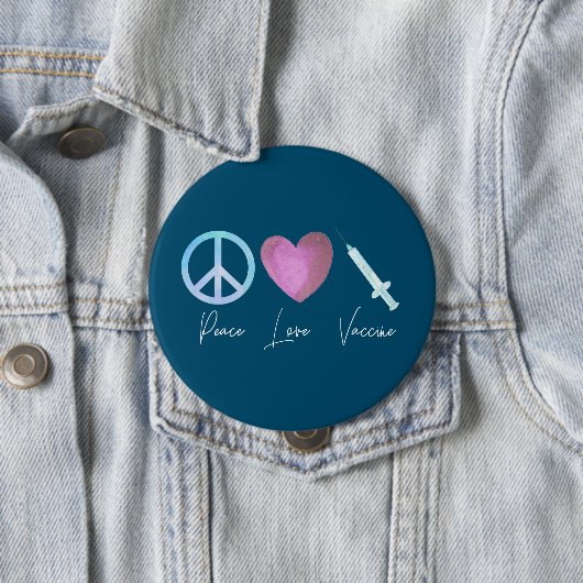 Covid Coronavirus Peace Love Vaccine 2021ボタン 缶バッジ (インサイチュ)