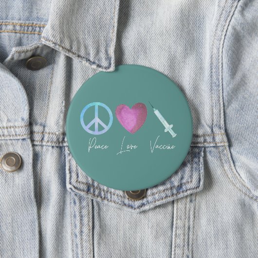 Covid Coronavirus Peace Love Vaccine 2021 缶バッジ (インサイチュ)