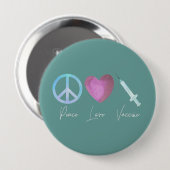 Covid Coronavirus Peace Love Vaccine 2021 缶バッジ (正面&裏面)