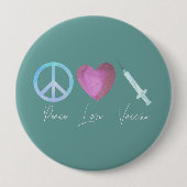 Covid Coronavirus Peace Love Vaccine 2021 缶バッジ (正面)