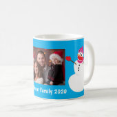 Covid Mask雪だるまとフォト名前をカスタムする コーヒーマグカップ (正面右)