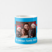 Covid Mask雪だるまとフォト名前をカスタムする コーヒーマグカップ (中央)