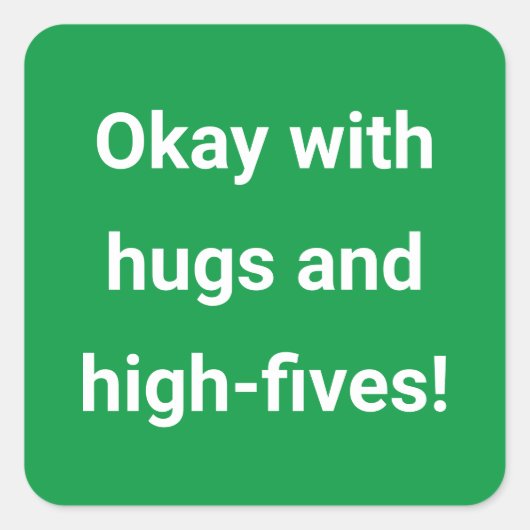 Covid Social Distancingカラーコードグリーン スクエアシール (正面)