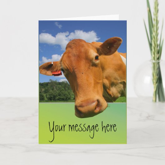 Cow顔のカスタマイズ可能なグリーティングカード カード (正面)
