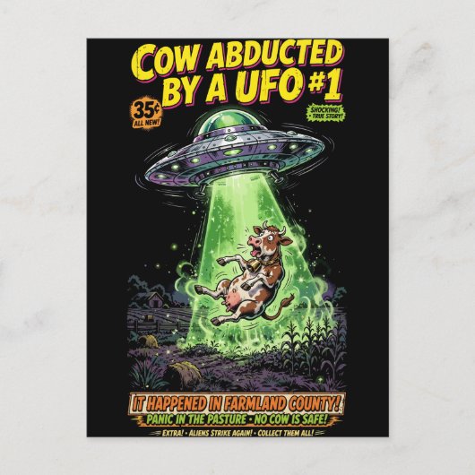 Cow Abducted by a UFO #1 ポストカード (正面)